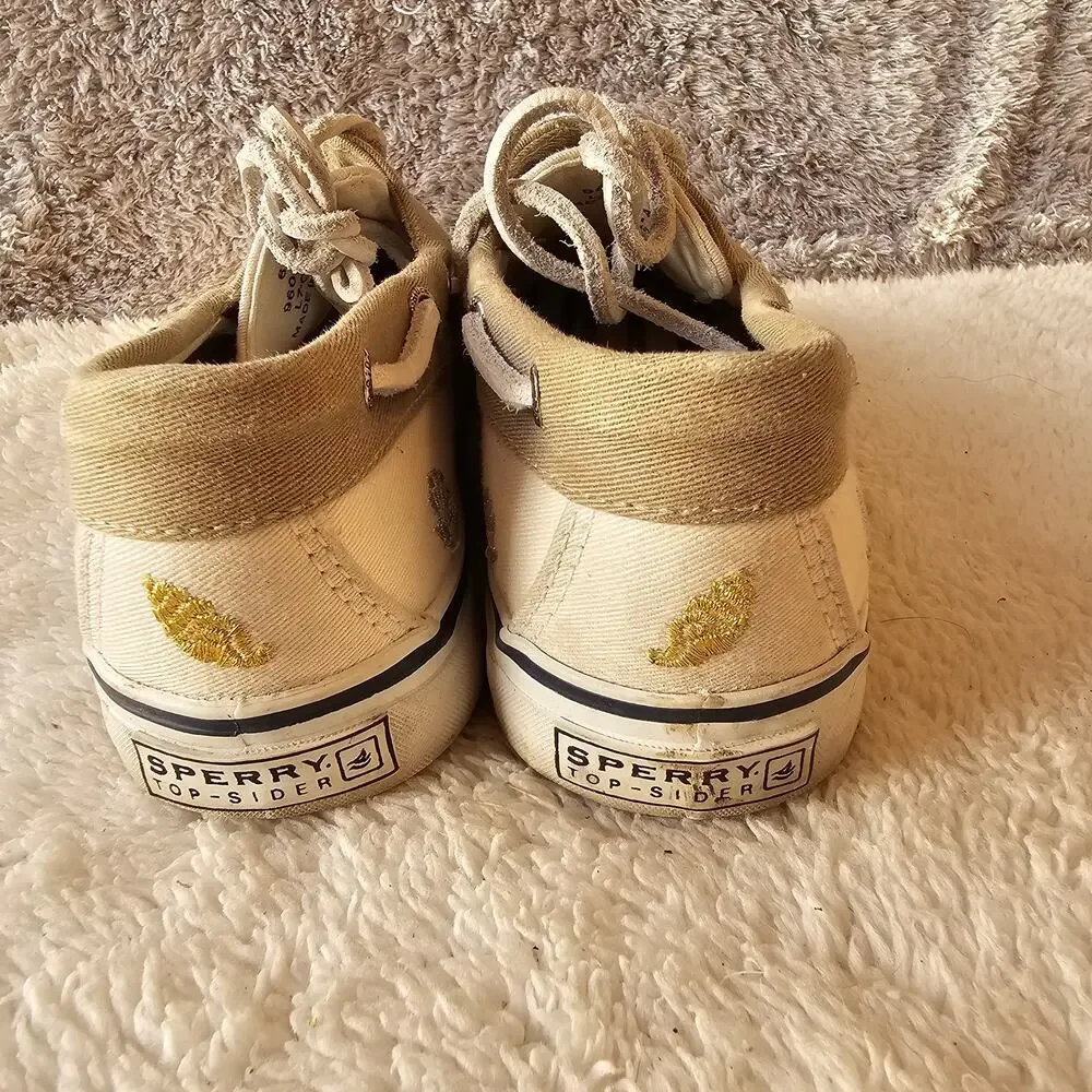 Sperry Top Sider Women's Seashells Bahama 2-Eye Lace Up Boat‎ Shoe Size 6M Beige